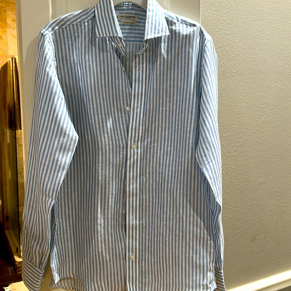 Gutteridge Blue and White Dress Shirt with Stripes .09